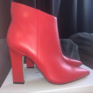 BNIB HOT RED LEATHER BOOTS BY MARC FISHER LTD.